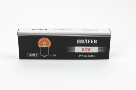 Лампа розжарювання 24V 5W R5W BA15S (картонна упаковка по 10шт) SHAFER SL2204