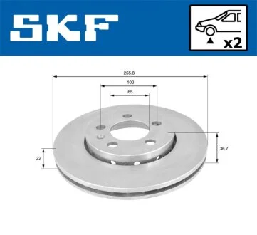 Диск гальмівний перед. (вентил.) SKODA Fabia AUDI A3 VW Golf 4(256*22) SKF VKBD 80003 V2