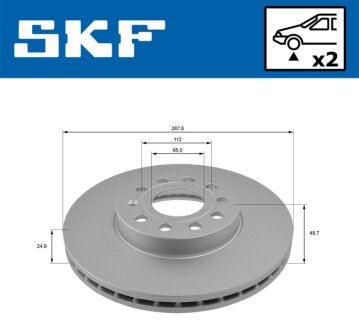 VW диск гальм передн.Golf plus 1.6 1.9TDI, Jetta 1.6, Touran 05- SKF VKBD 80005 V2