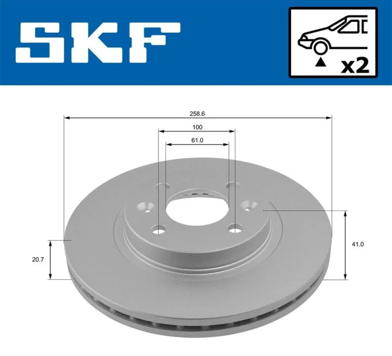 RENAULT диск гальмівний передній(258) Clio,Kangoo,Megane I,R19 1.7,1.8I 16V 91-5 SKF VKBD 80011 V2 (фото 1)