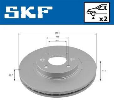 RENAULT диск гальмівний передній(258) Clio,Kangoo,Megane I,R19 1.7,1.8I 16V 91-5 SKF VKBD 80011 V2