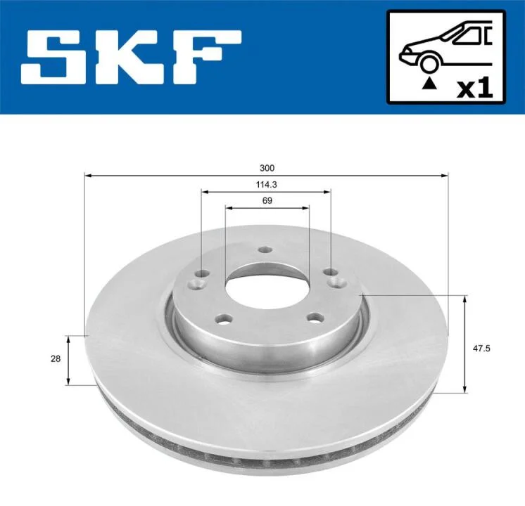 HYUNDAI диск гальмівний передн. SONATA V 06-, TUCSON 04- SKF VKBD 80019 V1 (фото 1)