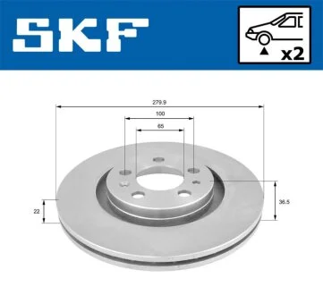 VW диск гальмівний передн.Audi A3,Seat,Skoda Ovtavia,Golf IV 97- SKF VKBD 80021 V2