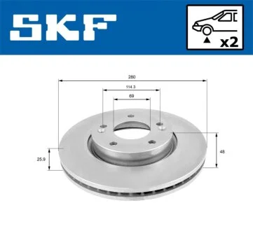 HYUNDAI диск гальмівний передн. Tucson, Sonata 04-, Kia Magentis SKF VKBD 80029 V2
