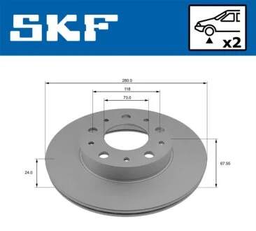FIAT диск гальмівний передн.Ducato,Citroen Jumper,Peugeot 94- SKF VKBD 80036 V2