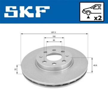 OPEL гальмівний диск передній Corsa D 06-, FIAT GRANDE PUNTO 05- SKF VKBD 80038 V2