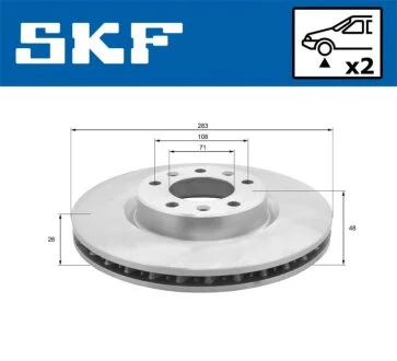 PEUGEOT гальмівний диск передній 308 II 1.2 1.6 2013- SKF VKBD 80049 V2