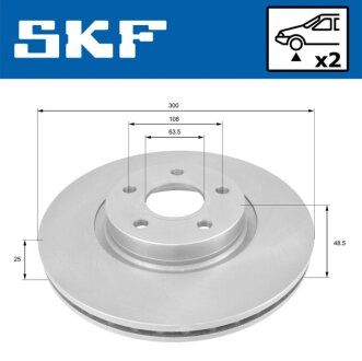 FORD диск гальмівний передн.Focus C-MAX 1.6/1.8TDCI 2.0i SKF VKBD 80053 V2