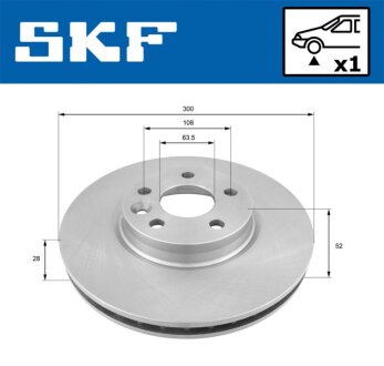 FORD гальмівний диск передн.Monder 07- S-Max 06- Kuga 08- Galaxy 06- SKF VKBD 80056 V1