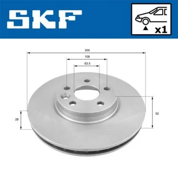 FORD гальмівний диск передн.Monder 07- S-Max 06- Kuga 08- Galaxy 06- SKF VKBD 80056 V1