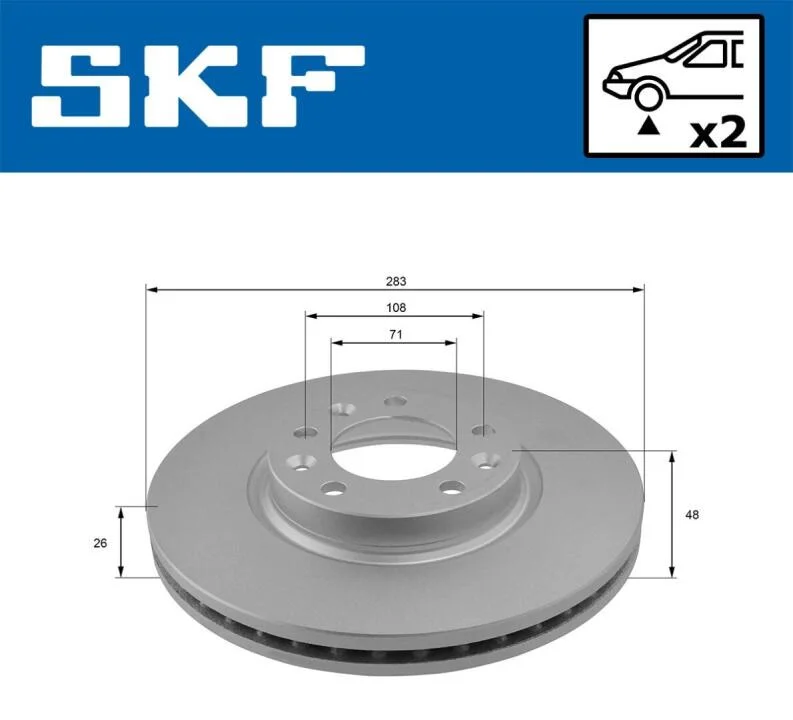 PEUGEOT гальмівний диск передн.407 04- SKF VKBD 80061 V2 (фото 1)