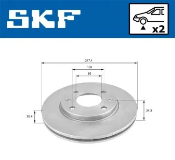 PEUGEOT диск гальмівний передній 206 98- SKF VKBD 80092 V2