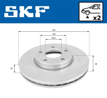 FORD диск гальмівний передн.Focus,Focus C-Max 03- 1.6/1.8 03- SKF VKBD 80103 V2