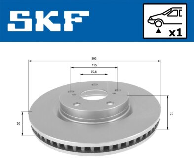 TOYOTA гальмівний диск передн. Rav-4 08-,Camry 2,4-3,5 -11 SKF VKBD 80129 V1