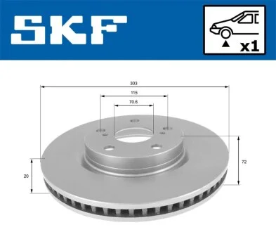 TOYOTA гальмівний диск передн. Rav-4 08-,Camry 2,4-3,5 -11 SKF VKBD 80129 V1