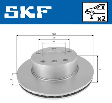 BMW диск гальмівний передній. 1 E87, F20/21, 2 F22 10- SKF VKBD 80133 V2