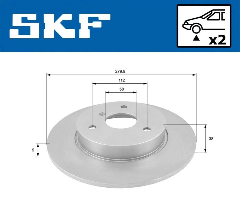 DB гальмівний диск передн Smart Fortwo -07,City-Coupe -04,Roadster -05 SKF VKBD 80142 S2 (фото 1)