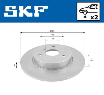DB гальмівний диск передн Smart Fortwo -07,City-Coupe -04,Roadster -05 SKF VKBD 80142 S2