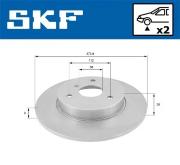 DB гальмівний диск передн Smart Fortwo -07,City-Coupe -04,Roadster -05 SKF VKBD 80142 S2