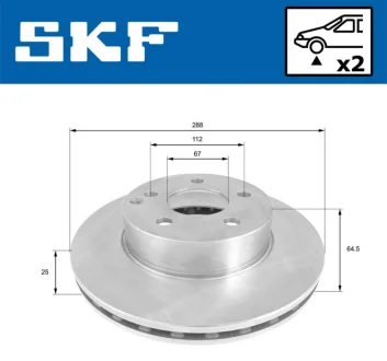 DB диск гальмівний передн. C204 SKF VKBD 80143 V2