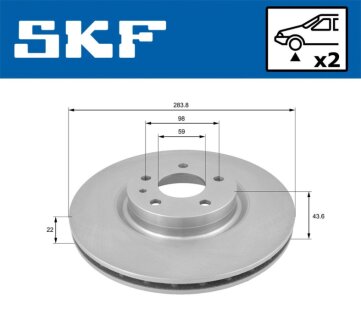 FIAT гальмівний диск передн.Doblo 10- SKF VKBD 80150 V2
