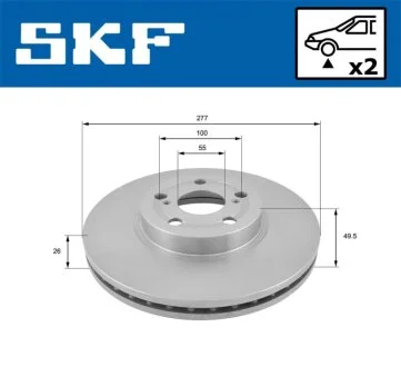 TOYOTA диск гальмівний передн. Avensis 03- SKF VKBD 80152 V2