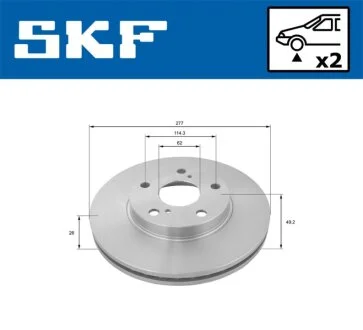 TOYOTA Диск гальмівний передній Auris 12-,Corolla 13- SKF VKBD 80160 V2