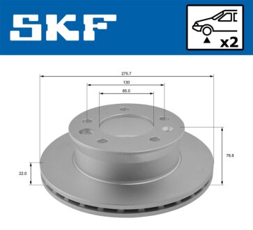 DB диск гальмівний перед. (вентил.) Sprinter, VW LT 96- SKF VKBD 80174 V2
