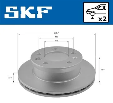 DB диск гальмівний перед. (вентил.) Sprinter, VW LT 96- SKF VKBD 80174 V2
