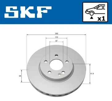 DB диск гальм. передн. VITO 14- SKF VKBD 80191 V1