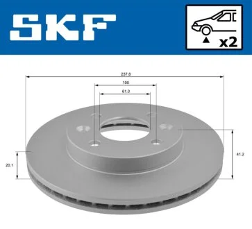 RENAULT диск гальмівний передн R11,19,21,Clio,Kangoo,Megane SKF VKBD 80195 V2