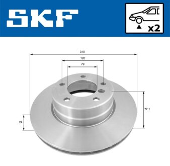 BMW диск гальмів.передн. E60/E61 SKF VKBD 80196 V2