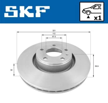AUDI Диск гальмівний передн. A6, A8 03- SKF VKBD 80226 V1