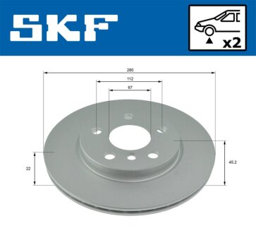 MINI диск гальмівний передній BMW 2/F45 SKF VKBD 80244 V2