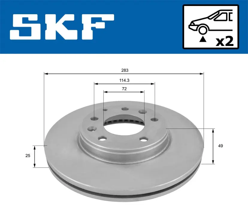 Диск гальм передн Mazda 6 -07 SKF VKBD 80275 V2 (фото 1)