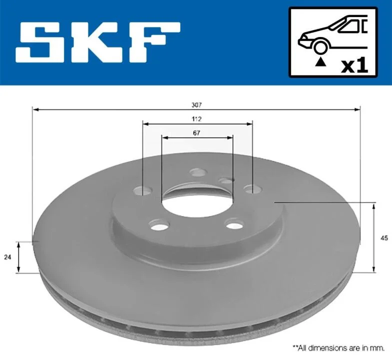 BMW Диск гальмівний передній X1/F48 SKF VKBD 80304 V1 (фото 1)