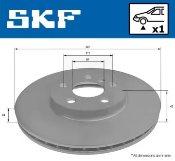 BMW Диск гальмівний передній X1/F48 SKF VKBD 80304 V1
