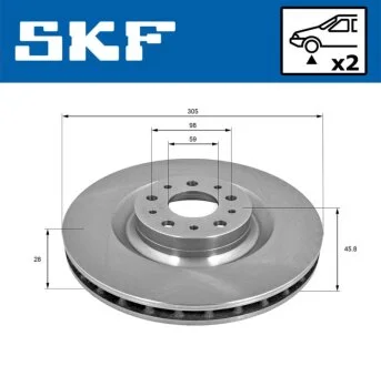 FIAT гальмівний диск передн.Doblo 10- SKF VKBD 80317 V2