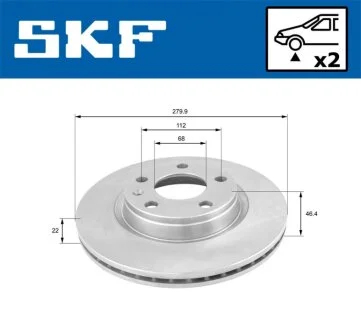 VW диск гальмівний передн. Passat, Audi A4 1.6 97- SKF VKBD 80319 V2