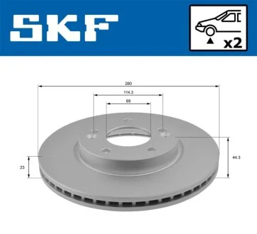 HYUNDAI гальмівний диск передн.Elantra 11-,Kia Ceed 12- SKF VKBD 80323 V2