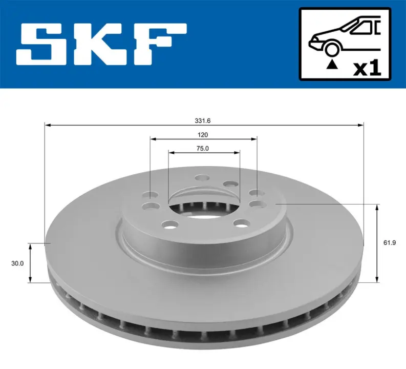 BMW диск гальмівний передн.X5 E53 00- SKF VKBD 80328 V1 (фото 1)