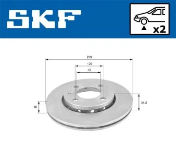 VW диск гальмівний вент.передній Polo 3/95-,Lupo SKF VKBD 80331 V2