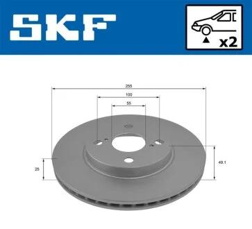 TOYOTA диск гальмівний передн.Corolla 02- SKF VKBD 80333 V2