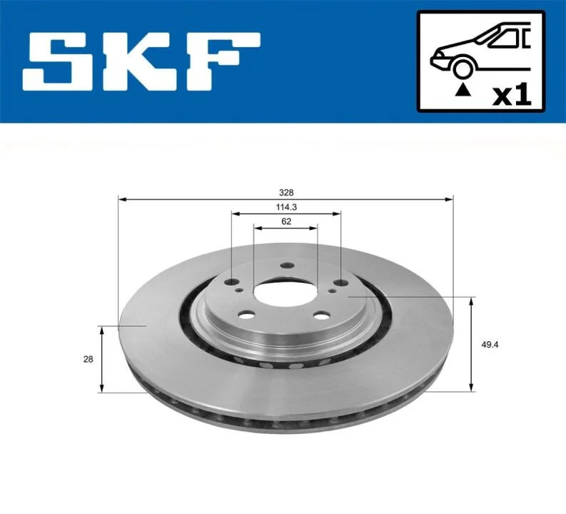 TOYOTA Диск гальмівний передній HIGHLANDER 07- SKF VKBD 80342 V1 (фото 1)