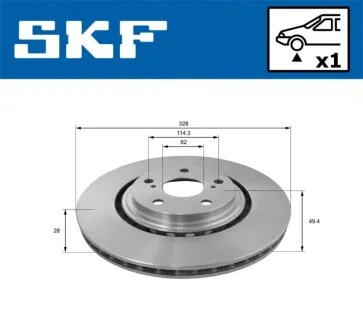TOYOTA Диск гальмівний передній HIGHLANDER 07- SKF VKBD 80342 V1