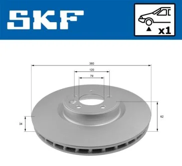 Диск гальмівний передній RANGE ROVER -13 SKF VKBD 80369 V1