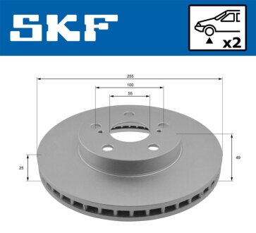 TOYOTA диск гальм. передній Prius 1,8Hybrid SKF VKBD 80383 V2