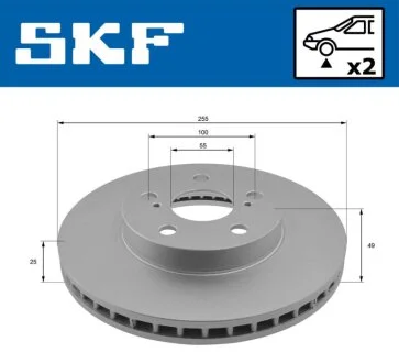 TOYOTA диск гальм. передній Prius 1,8Hybrid SKF VKBD 80383 V2