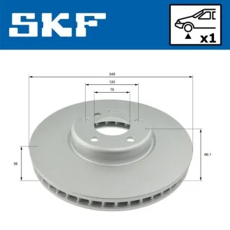 BMW диск гальмівний перед.лів.F10,6,7F 01 10- SKF VKBD 80385 V1