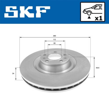 AUDI гальмівний диск передній A6,A8 VW Phaeton SKF VKBD 80418 V1